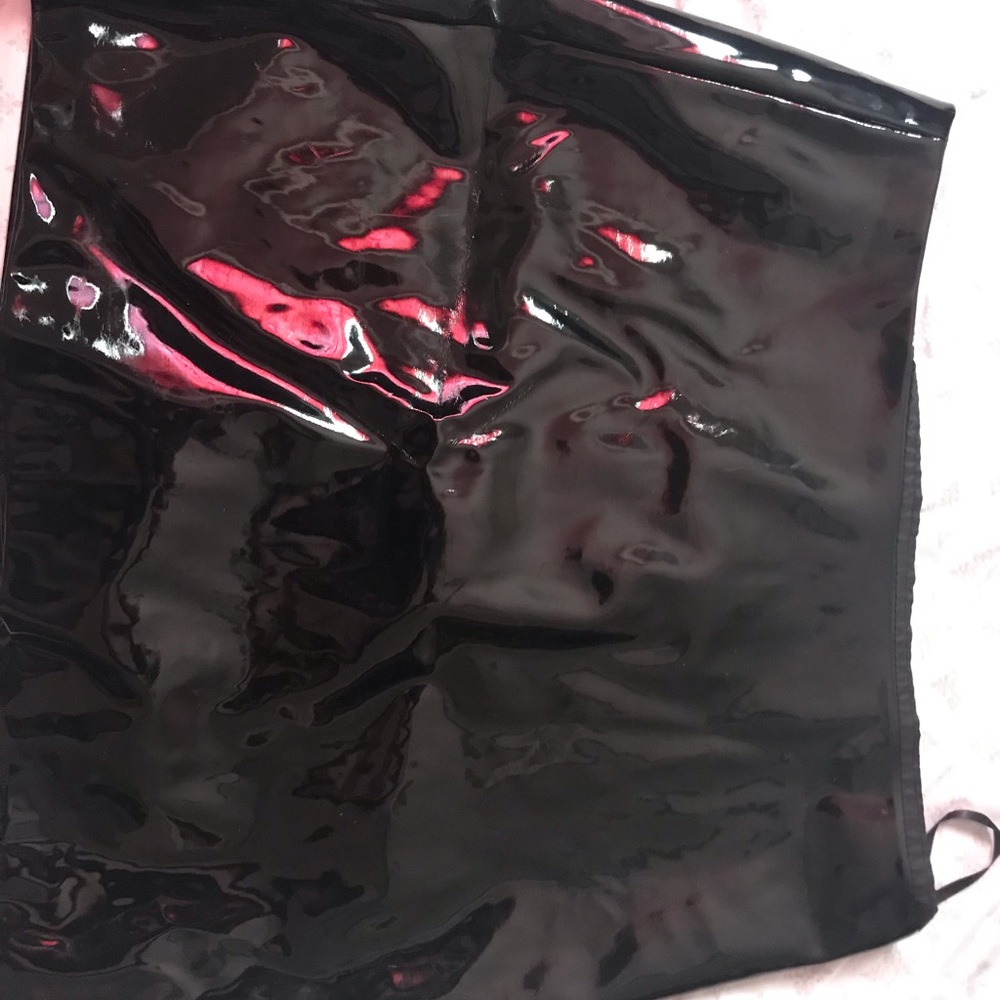 Black wet liquid skirt